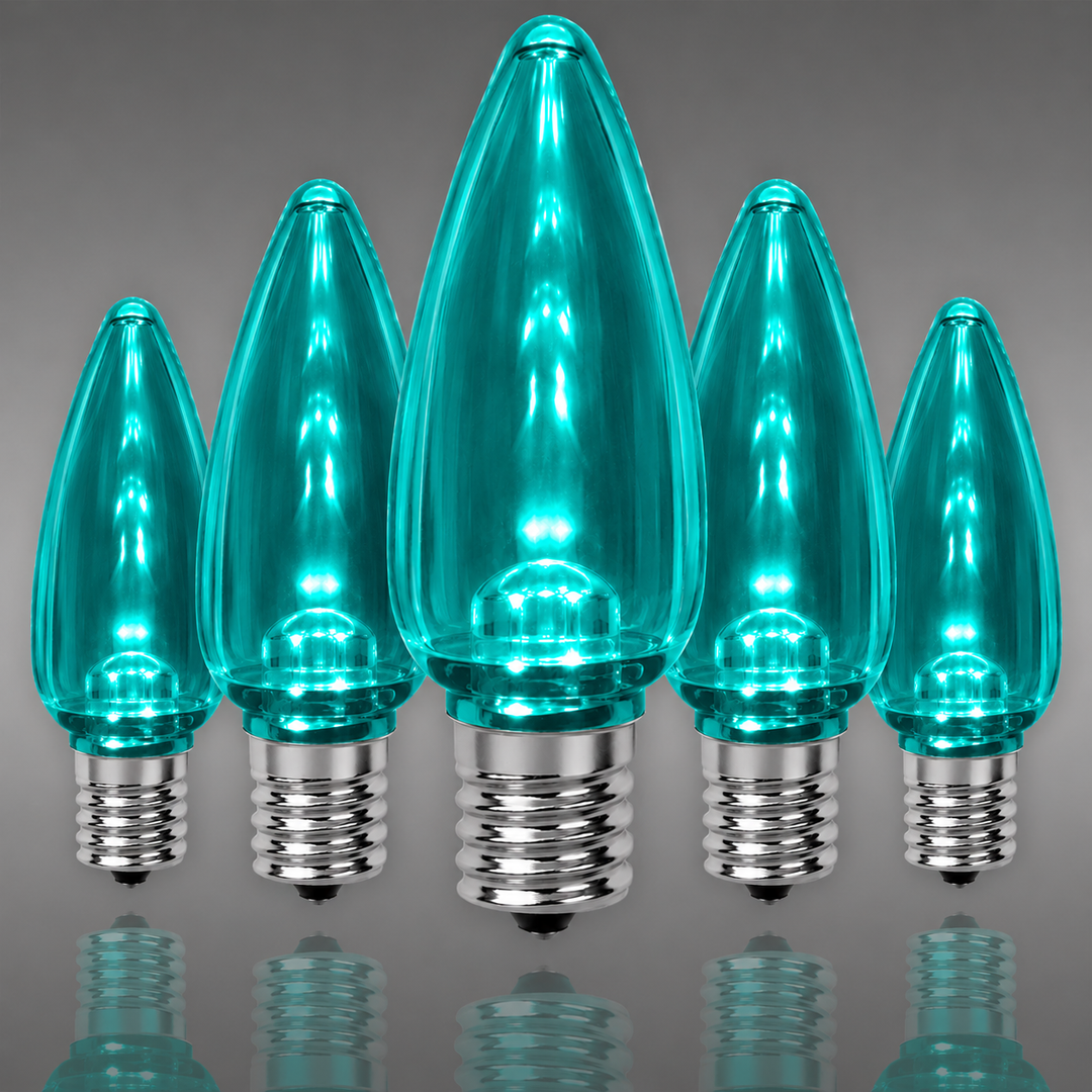 C9 Smooth LED Bulbs - Teal - 25 Pack