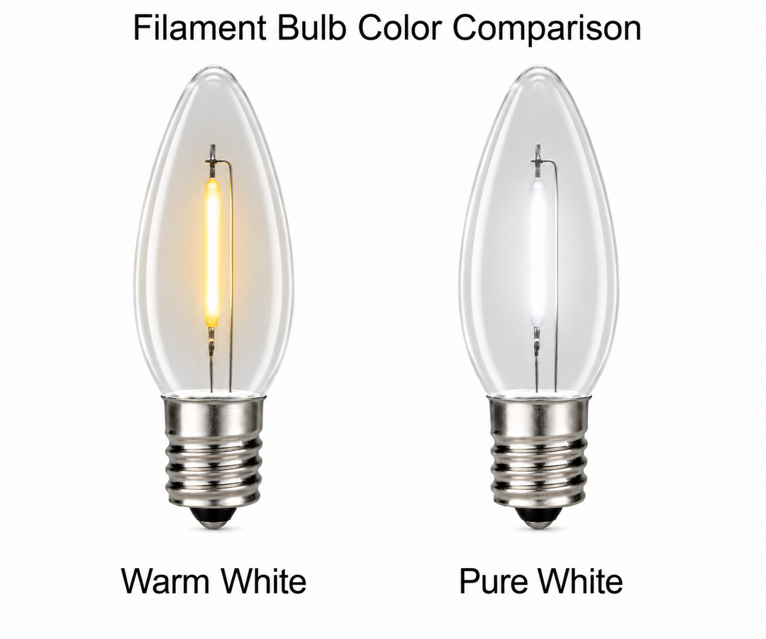 C9 Smooth Filament LED Bulbs - Pure White - 25 Pack
