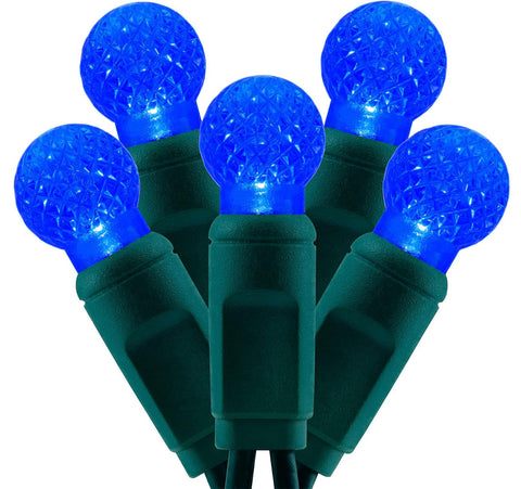 G12 Raspberry LED Lights - 50 count - Blue - Green Wire - Case of 12