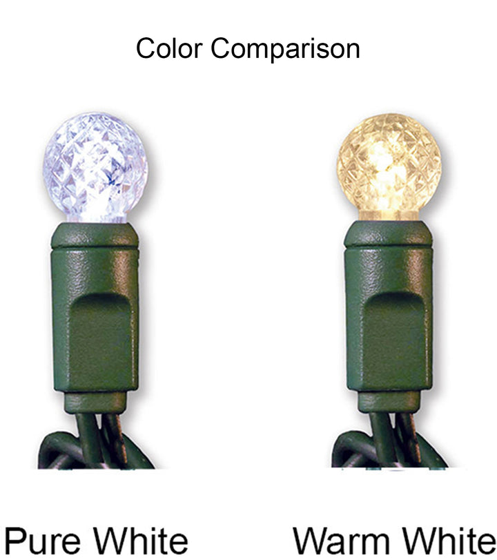 G12 Raspberry LED Lights - 50 count - Pure White - Green Wire - Case of 12