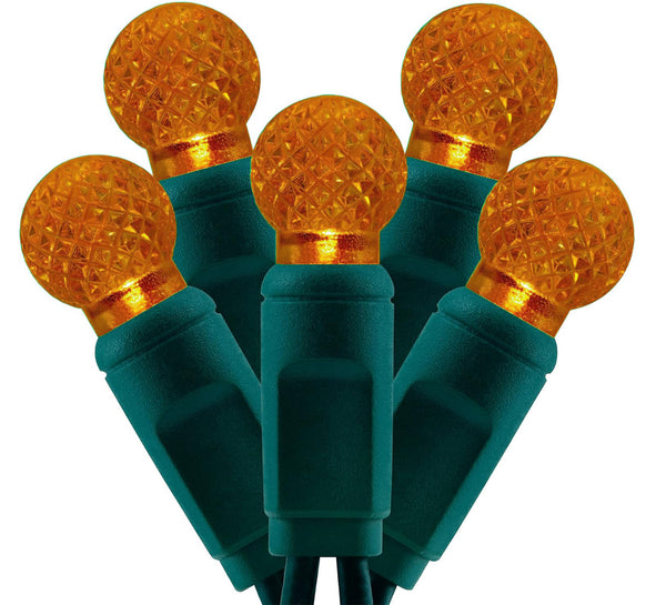 G12 Raspberry LED Lights - 50 count - Orange - Green Wire - Case of 12