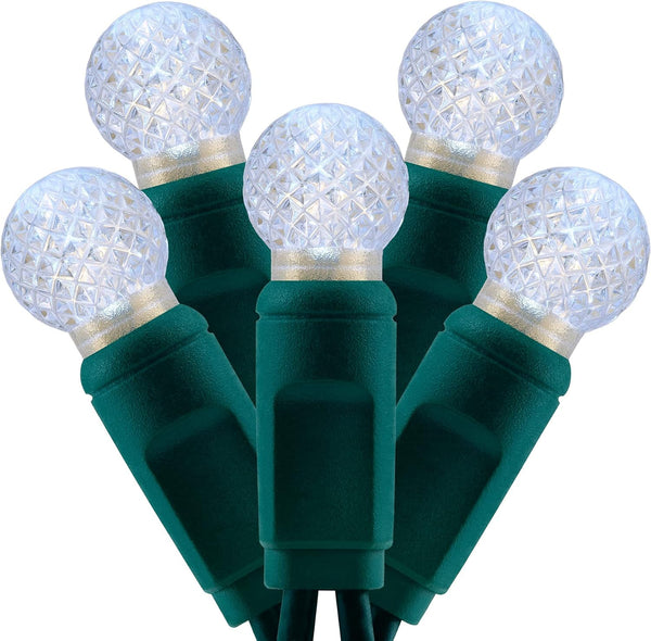 G12 Raspberry LED Lights - 50 count - Pure White - Green Wire - Case of 12