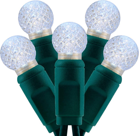 G12 Raspberry LED Lights - 50 count - Pure White - Green Wire - Case of 12