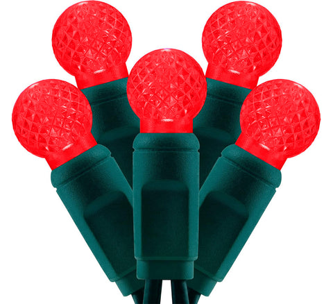 G12 Raspberry LED Lights - 50 count - Red - Green Wire - Case of 12