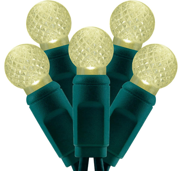 G12 Raspberry LED Lights - 50 count - Warm White - Green Wire - Case of 12