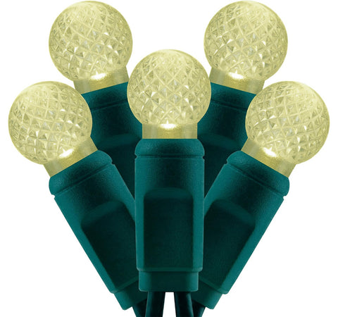 G12 Raspberry LED Lights - 50 count - Warm White - Green Wire - Case of 12
