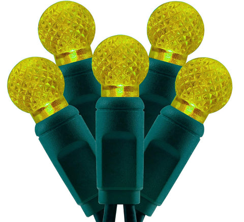 G12 Raspberry LED Lights - 50 count - Yellow - Green Wire - Case of 12