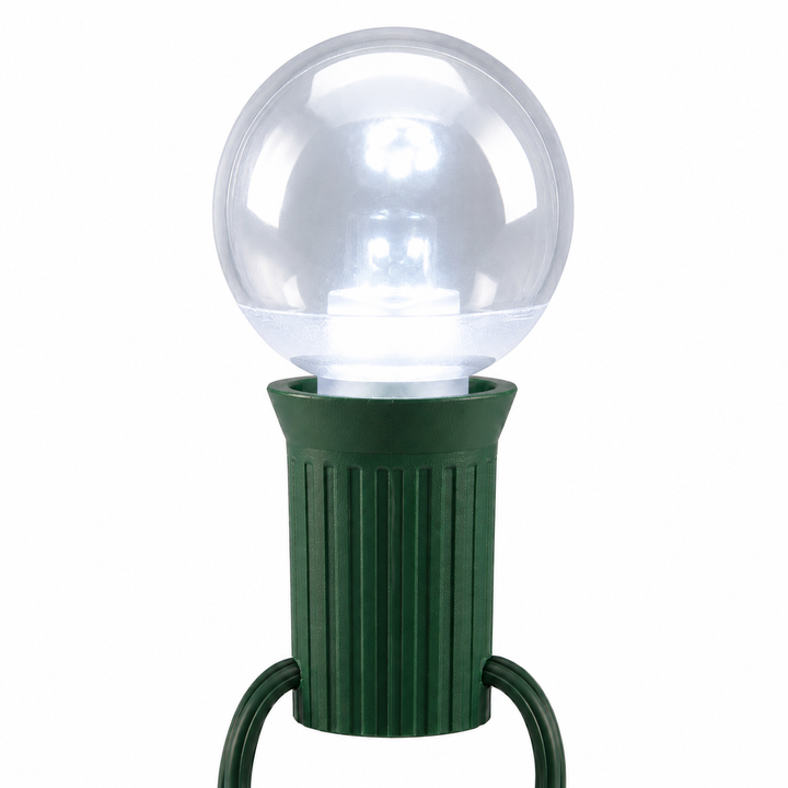 G40 Smooth LED Patio Lights - E-17 - Pure White (Cool White) - 25 Pack