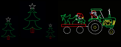 Santa's Green Tractor with Christmas Tree Group