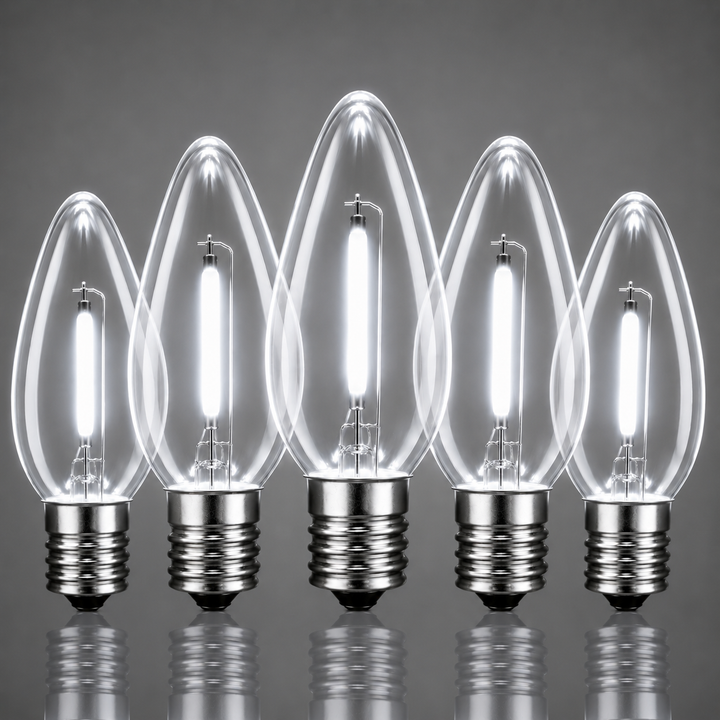 C7 Smooth Filament LED Bulbs - Pure White - 25 Pack