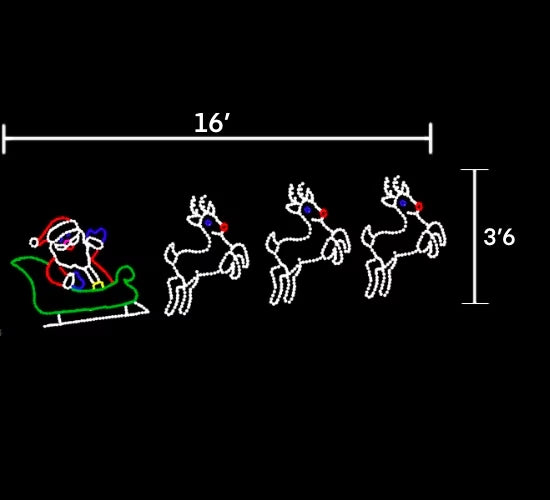 Santa Sleigh with 3 Reindeer