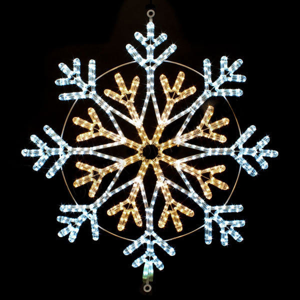 34" Warm White and White Snowflake | All American Christmas Co