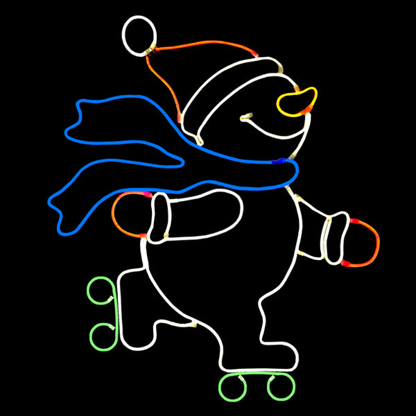 Neon Skating Snowman