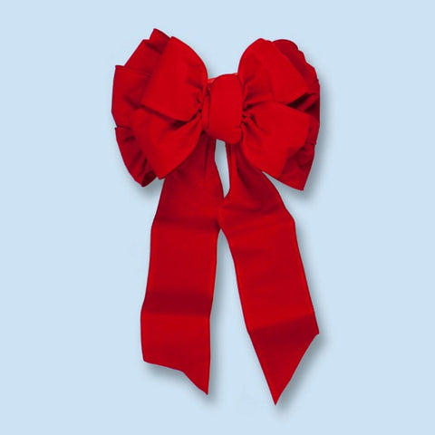 18" x 35" 11 Loop Red Velvet Wired Bow | All American Christmas Co