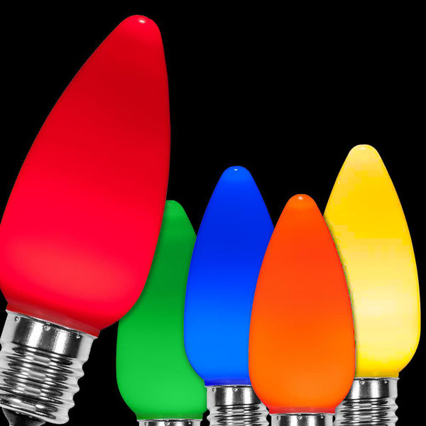 Opaque C9 LED Bulbs - Multi (R,O,Y,G,B) - 25 Pack | All American Christmas Co