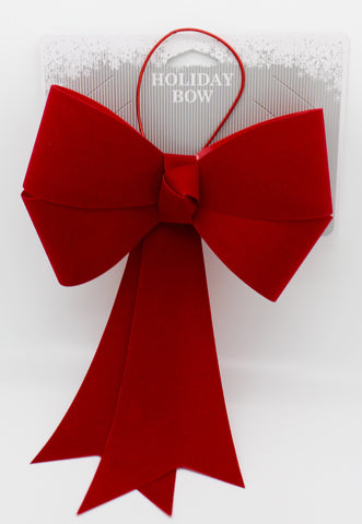 8"x 13" Red Flocked Bow | All American Christmas Co