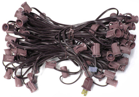 100' C7 Christmas Light String - Brown Wire