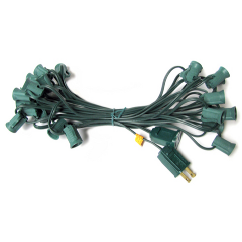 25' C7 Christmas Light String - Green Wire | All American Christmas Co