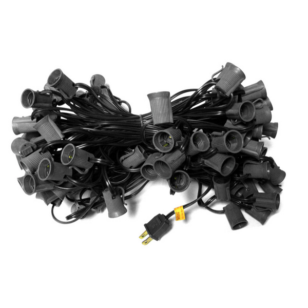 100' C9 Christmas Light String - 24" Spacing - Black Wire | All American Christmas Co