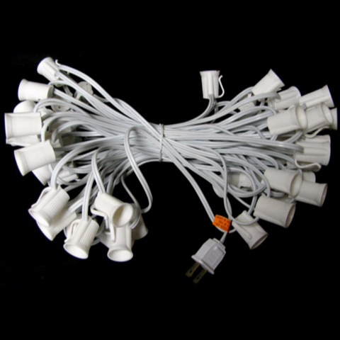50' 6" Spacing C9 Christmas Light String - White Wire | All American Christmas Co