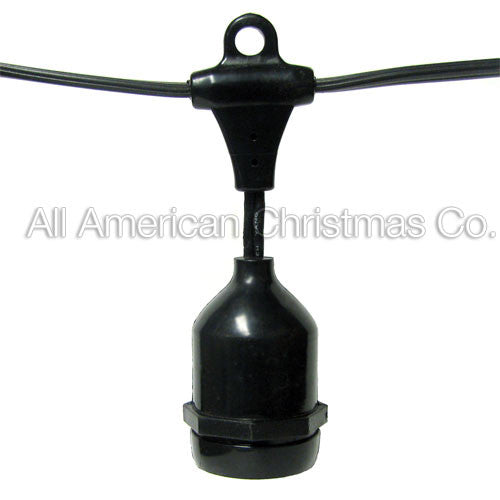 108' Commercial Light String - Suspended Sockets - E-26 - Black Wire | All American Christmas Co