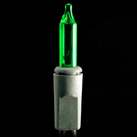 2.5 Inch Spacing - 100 Mini Christmas Lights - Green Bulbs - Green Wire | All American Christmas Co