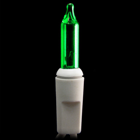 2.5 Inch Spacing - 100 Mini Christmas  Lights - Green Bulbs - White Wire | All American Christmas Co