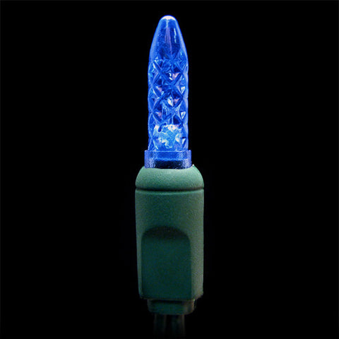 M5 LED Mini Lights - 50 count - Blue - Green Wire | All American Christmas Co