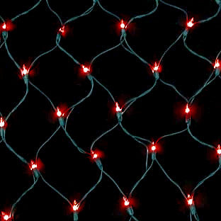 150 Count Net Lights - Red Bulbs - Green Wire - Case of 6 | All American Christmas Co