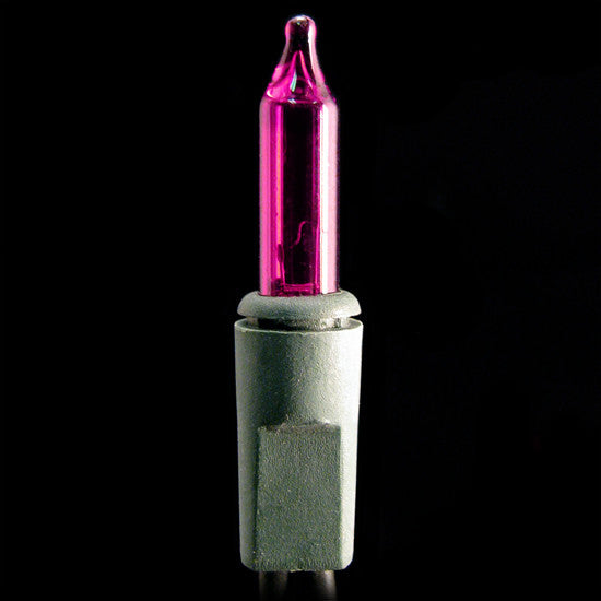 2.5 Inch Spacing - 100 Mini Christmas Lights - Pink Bulbs - Green Wire | All American Christmas Co