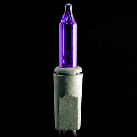 2.5 Inch Spacing - 100 Mini Christmas Lights - Purple Bulbs - Green Wire | All American Christmas Co