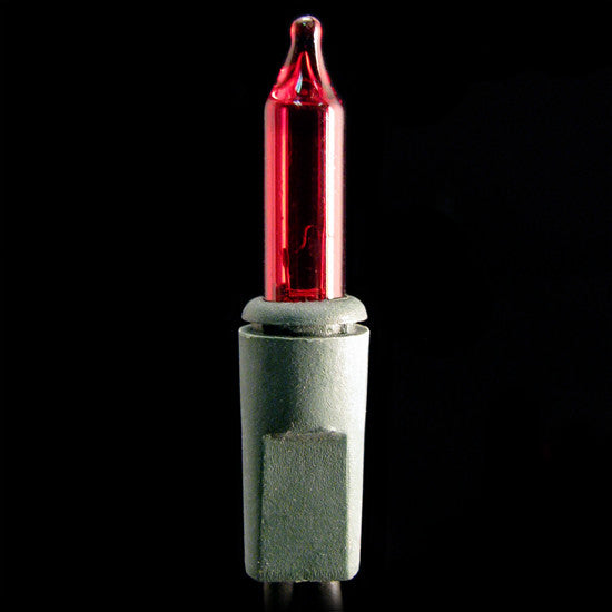 2.5 Inch Spacing - 100 Mini Christmas Lights - Red Bulbs - Green Wire | All American Christmas Co