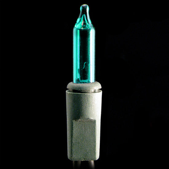 2.5 Inch Spacing - 100 Mini Christmas  Lights - Teal Bulbs - Green Wire | All American Christmas Co